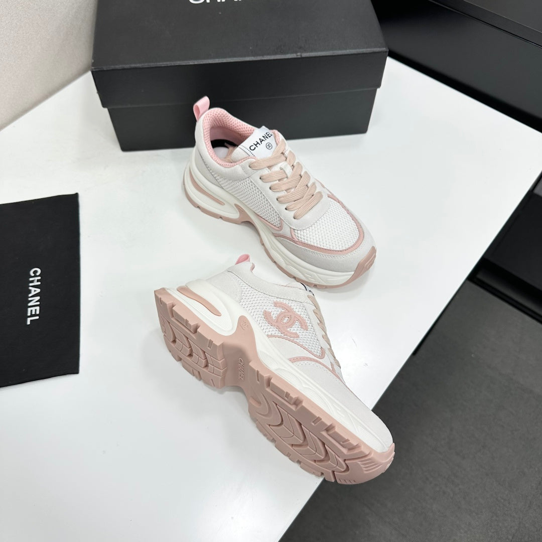 CHANEL 26S SNEAKERS IN WHITE AND PINK CALFSKIN