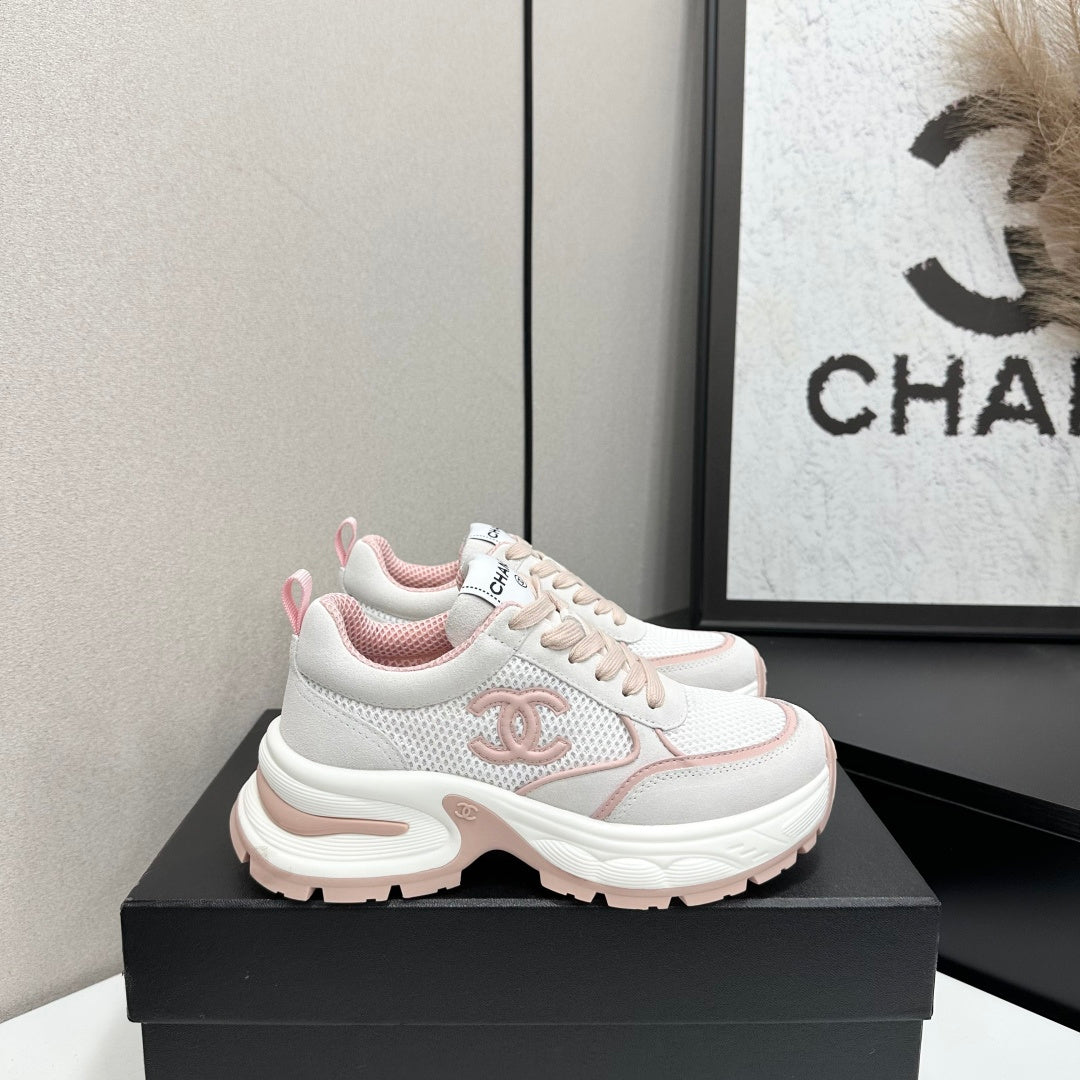 CHANEL 26S SNEAKERS IN WHITE AND PINK CALFSKIN