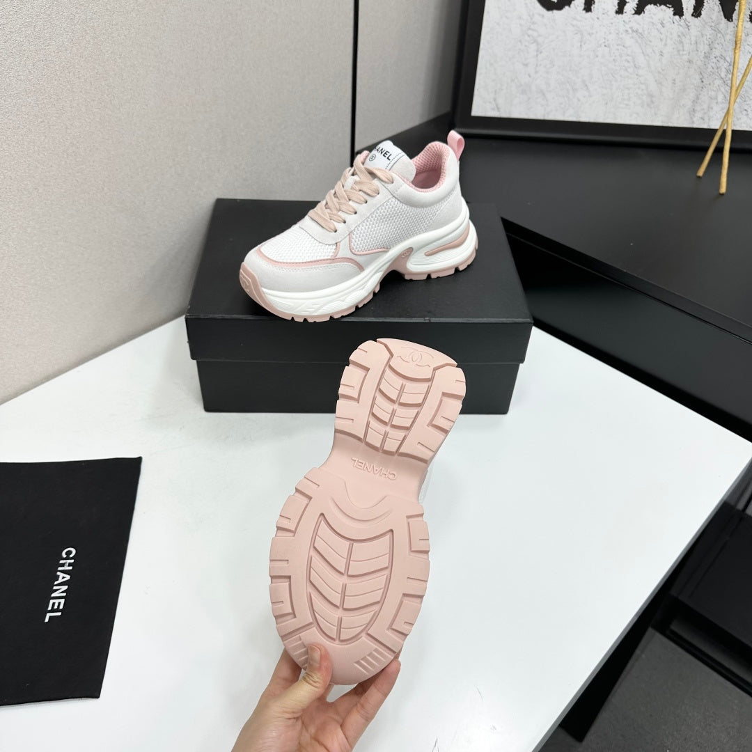 CHANEL 26S SNEAKERS IN WHITE AND PINK CALFSKIN