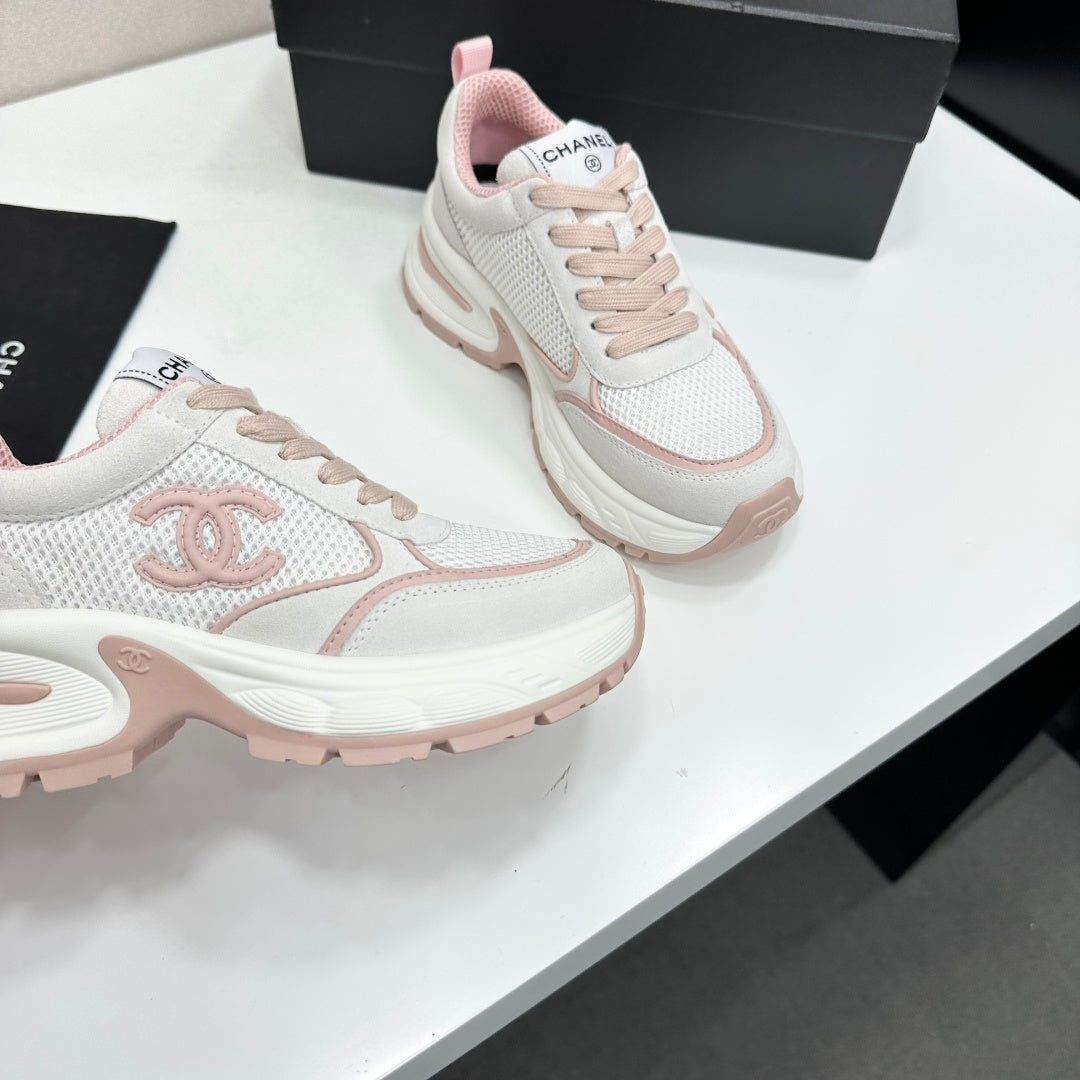CHANEL 26S SNEAKERS IN WHITE AND PINK CALFSKIN