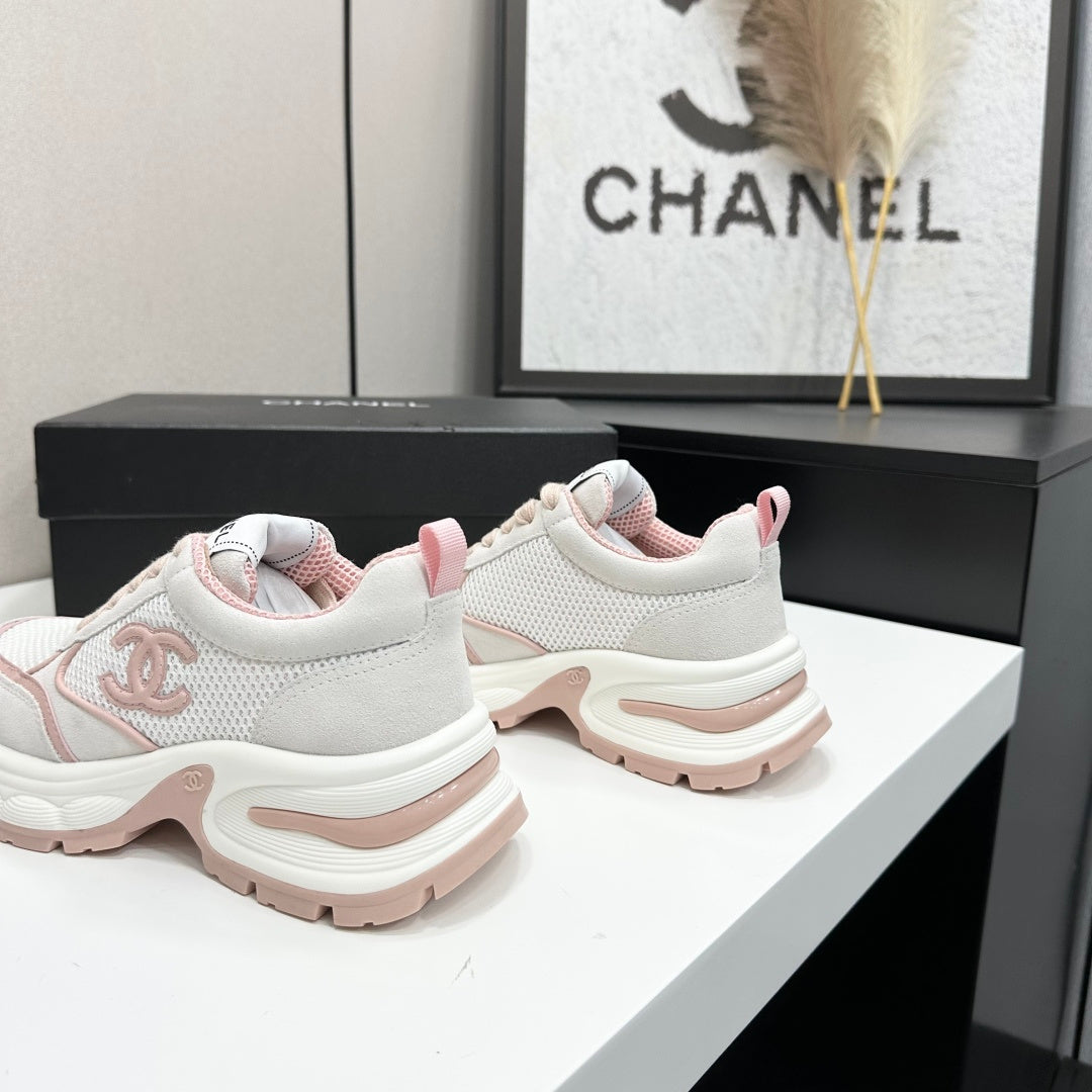 CHANEL 26S SNEAKERS IN WHITE AND PINK CALFSKIN