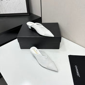 CHANEL 26S HIGH HEELS MULES 35 MM IN WHITE MESH