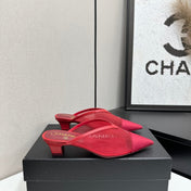 CHANEL 26S HIGH HEELS MULES 35 MM IN RED MESH