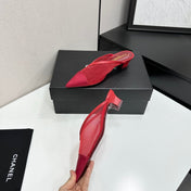 CHANEL 26S HIGH HEELS MULES 35 MM IN RED MESH