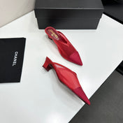 CHANEL 26S HIGH HEELS MULES 35 MM IN RED MESH