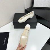 CHANEL 26S TOE FLATS IN WHITE MESH FABRIC
