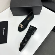 CHANEL 26S TOE FLATS IN BLACK MESH FABRIC