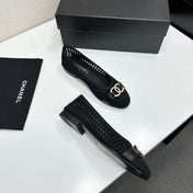CHANEL 26S TOE FLATS IN BLACK MESH FABRIC