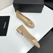 CHANEL 26S TOE FLATS IN BEIGE MESH FABRIC