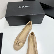 CHANEL 26S TOE FLATS IN BEIGE MESH FABRIC