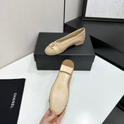 CHANEL 26S TOE FLATS IN BEIGE MESH FABRIC
