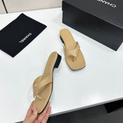 CHANEL 26S THONG SANDALS IN BEIGE LAMBSKIN