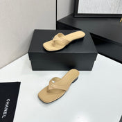 CHANEL 26S THONG SANDALS IN BEIGE LAMBSKIN