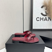 CHANEL 26S THONG SANDALS IN BURGUNDY LAMBSKIN