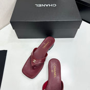 CHANEL 26S THONG SANDALS IN BURGUNDY LAMBSKIN