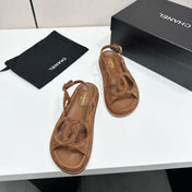 CHANEL 26S FLAT SANDALS IN BROWN SUEDE