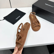 CHANEL 26S FLAT SANDALS IN BROWN SUEDE