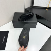 CHANEL 26S FLAT SANDALS IN BLACK SUEDE