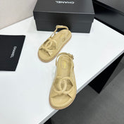 CHANEL 26S FLAT SANDALS IN BEIGE LAMBSKIN
