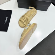 CHANEL 26S FLAT SANDALS IN BEIGE LAMBSKIN