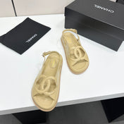 CHANEL 26S FLAT SANDALS IN BEIGE LAMBSKIN