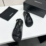 CHANEL 26S FLAT SANDALS IN BLACK LAMBSKIN