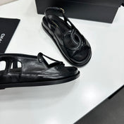 CHANEL 26S FLAT SANDALS IN BLACK LAMBSKIN