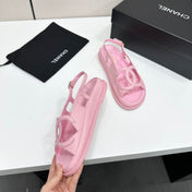 CHANEL 26S FLAT SANDALS IN LIGHT PINK LAMBSKIN