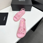 CHANEL 26S FLAT SANDALS IN LIGHT PINK LAMBSKIN