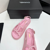 CHANEL 26S FLAT SANDALS IN LIGHT PINK LAMBSKIN