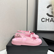 CHANEL 26S FLAT SANDALS IN LIGHT PINK LAMBSKIN