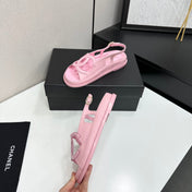 CHANEL 26S FLAT SANDALS IN LIGHT PINK LAMBSKIN