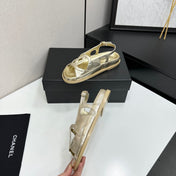 CHANEL 26S FLAT SANDALS IN GOLD LAMBSKIN