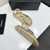 CHANEL 26S FLAT SANDALS IN GOLD LAMBSKIN