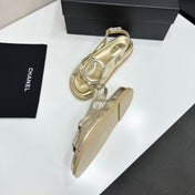 CHANEL 26S FLAT SANDALS IN GOLD LAMBSKIN