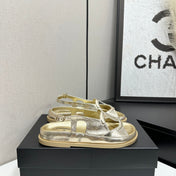 CHANEL 26S FLAT SANDALS IN GOLD LAMBSKIN