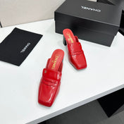 CHANEL 26S MULE PUMPS IN DARK RED PATENT CALFSKIN