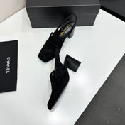 CHANEL 26S SLINGBACK LOAFER PUMPS IN BLACK SUEDE