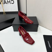 CHANEL 26S LOAFER PUMPS IN DARK RED PATENT CALFSKIN