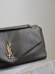 YSL 25S CALYPSO 30 IN DARK OLIVE GRAINED CALFSKIN GOLD HARDWRE
