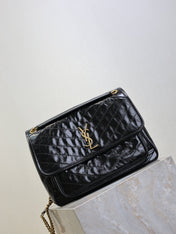 YSL 25S NIKI GM BAG 32 IN BLACK GLOSSY CALFSKIN GOLD HARDWARE
