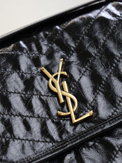 YSL 25S NIKI GM BAG 32 IN BLACK GLOSSY CALFSKIN GOLD HARDWARE