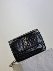 YSL 25S NIKI MM BAG 28 IN BLACK GLOSSY CALFSKIN GOLD HARDWARE