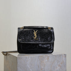 YSL 25S NIKI BAG 22 IN BLACK GLOSSY CALFSKIN GOLD HARDWARE