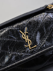 YSL 25S NIKI BAG 18 IN BLACK GLOSSY CALFSKIN GOLD HARDWRE