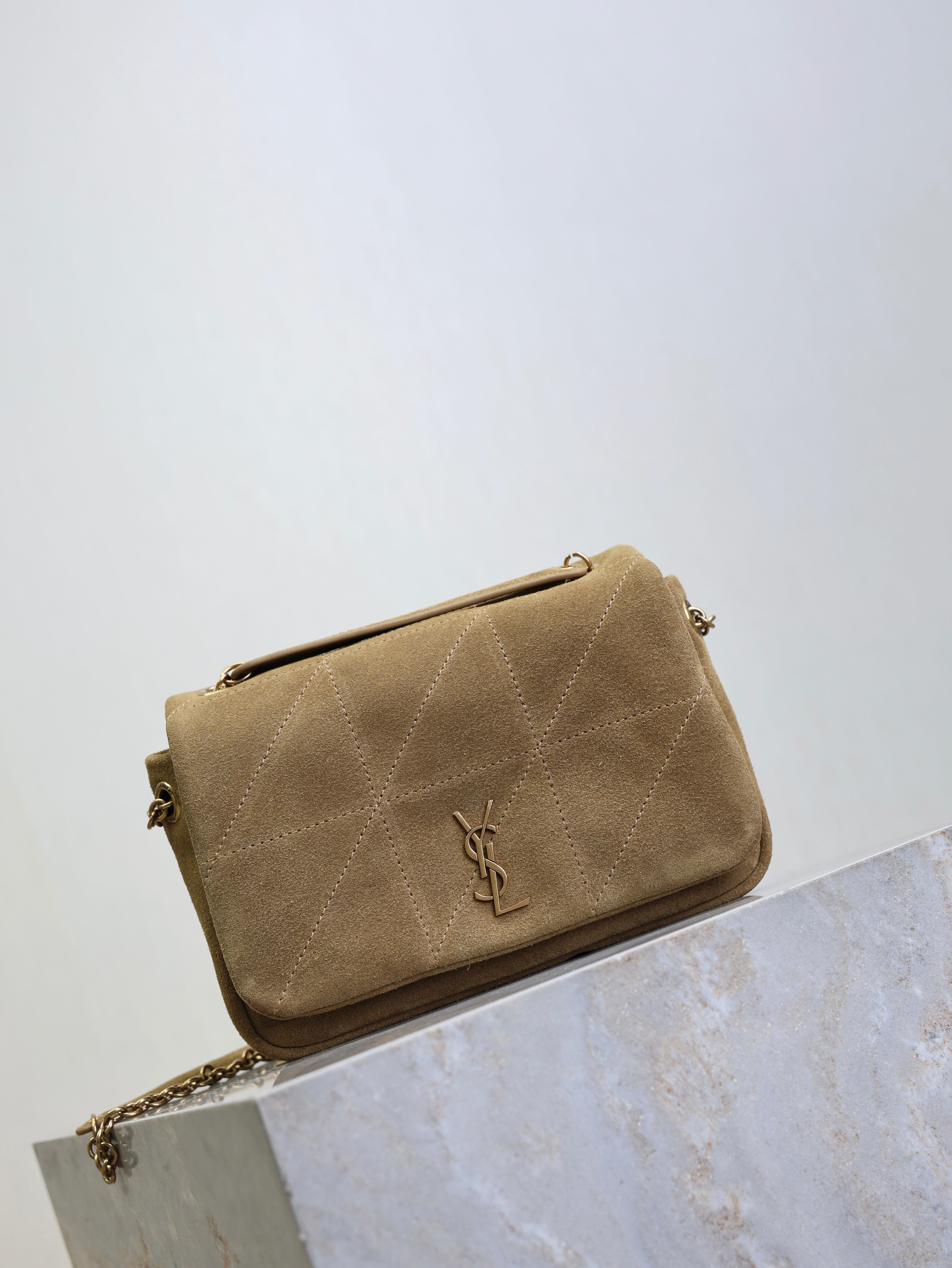 YSL 25S JAMIE 4.3 MINI 20 IN CARAMEL COGNAC SUEDE GOLD HARDWRE