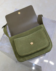 YSL 25S NIKI SATCHEL 22 IN BARLEY GREEN SUEDE GOLD HARDWRE