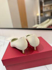 VALENTINO 26S HIGH HEELS 45 MM IN CREAM WHITE SMOOTH CALFSKIN