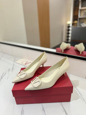 VALENTINO 26S HIGH HEELS 45 MM IN CREAM WHITE SMOOTH CALFSKIN