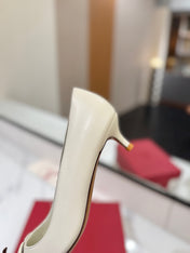 VALENTINO 26S HIGH HEELS 45 MM IN CREAM WHITE SMOOTH CALFSKIN
